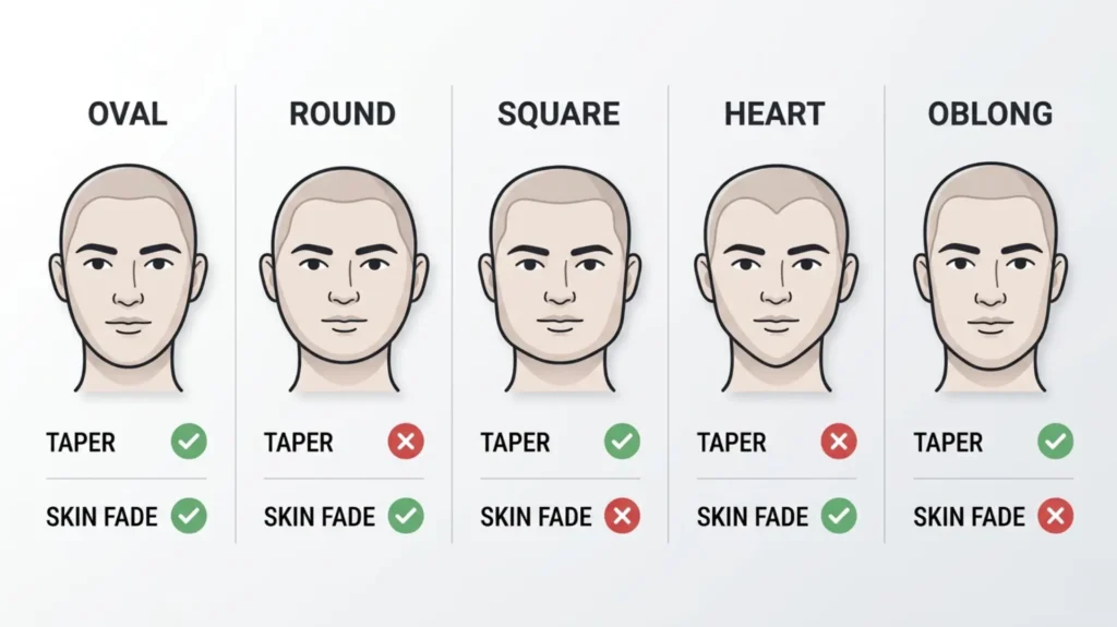 Choose Based on Your Face Shape Skin Fade vs Taper vs Taper Fade